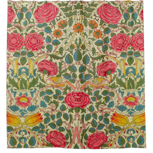 William Morris Rose Floral Chintz Pink Duschvorhang