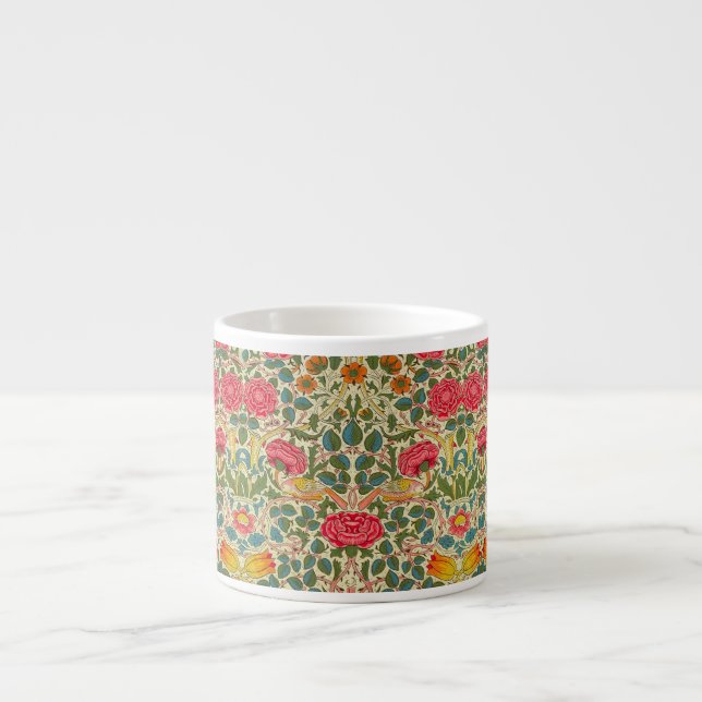 William Morris Rose Floral Chintz Pink Espressotasse (Vorderseite)