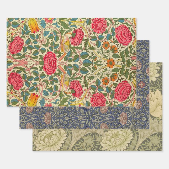 William Morris Rose Floral Chintz Pink Geschenkpapier Set (Set)