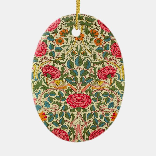 William Morris Rose Floral Chintz Pink Keramik Ornament (Vorne)