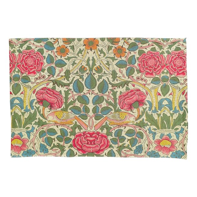William Morris Rose Floral Chintz Pink Kissenbezug (Vorderseite)