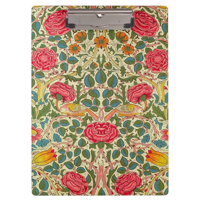 William Morris Rose Floral Chintz Pink Klemmbrett (Vorderseite)