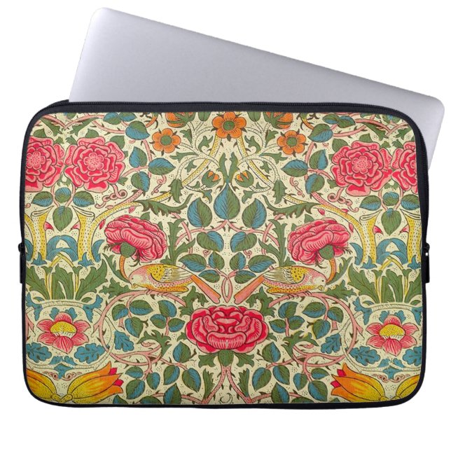 William Morris Rose Floral Chintz Pink Laptopschutzhülle (Vorderseite)