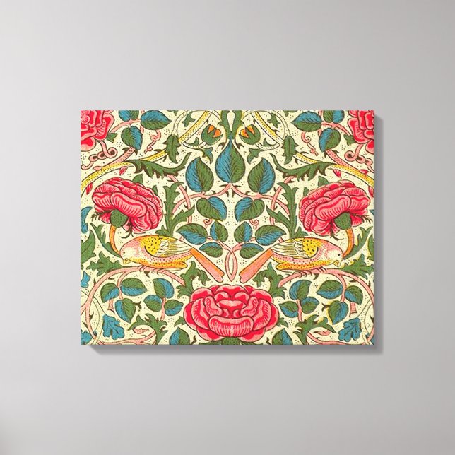 William Morris Rose Floral Chintz Pink Leinwanddruck (Vorderseite)