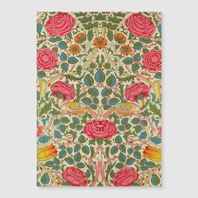 William Morris Rose Floral Chintz Pink Magnetkarte (Vorderseite)
