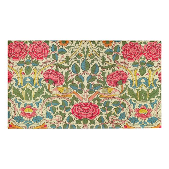 William Morris Rose Floral Chintz Pink Namenschild (Vorderseite)