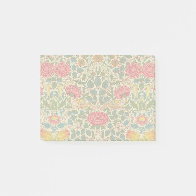 William Morris Rose Floral Chintz Pink Post-it Klebezettel (Vorderseite)