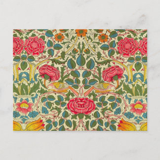 William Morris Rose Floral Chintz Pink Postkarte