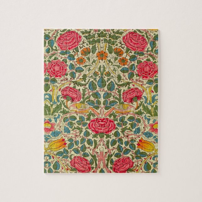 William Morris Rose Floral Chintz Pink Puzzle (Vertikal)