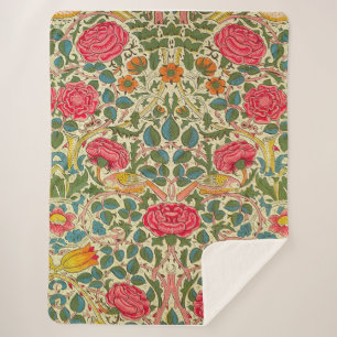 William Morris Rose Floral Chintz Pink Sherpadecke