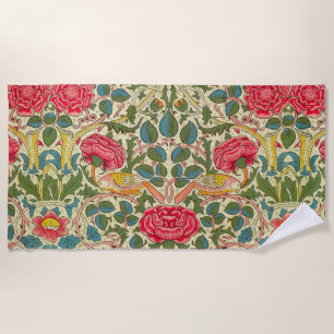 William Morris Rose Floral Chintz Pink Strandtuch