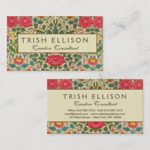 William Morris Rose Floral Chintz Pink Visitenkarte