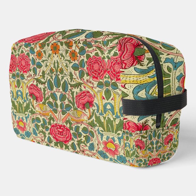 William Morris Rose Floral Chintz Pink Waschbeutel (Linke Seite)