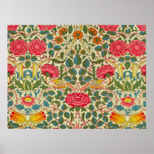 William Morris Rose Floral Chintz Rosa Poster
