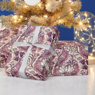 William Morris Rose Gold Creme Blumenmuster Geschenkpapier