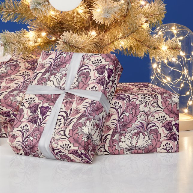 William Morris Rose Gold Creme Blumenmuster Geschenkpapier (Feiertage)