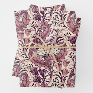 William Morris Rose Gold Creme Blumenmuster Geschenkpapier Set