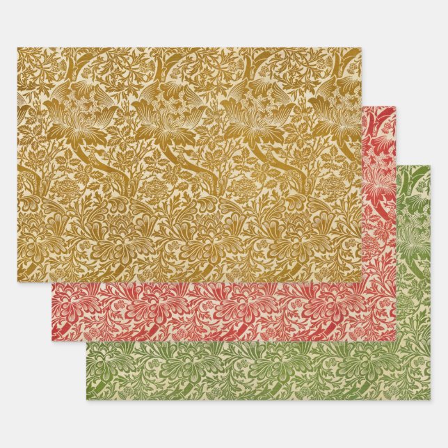 William Morris Rose & Thistle Blumengoldenrot Geschenkpapier Set (Set)
