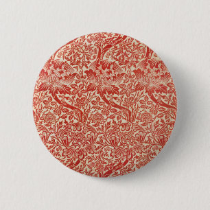 William Morris Rose & Thistle Blumenschmuck Rot Button