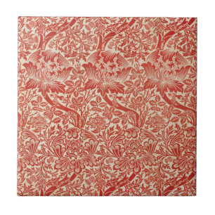 William Morris Rose & Thistle Blumenschmuck Rot Fliese