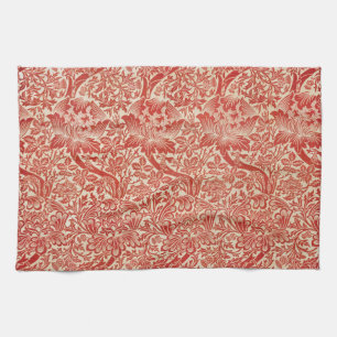 William Morris Rose & Thistle Blumenschmuck Rot Geschirrtuch
