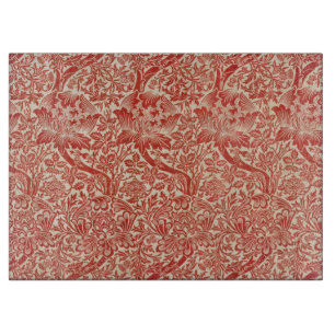 William Morris Rose & Thistle Blumenschmuck Rot Schneidebrett