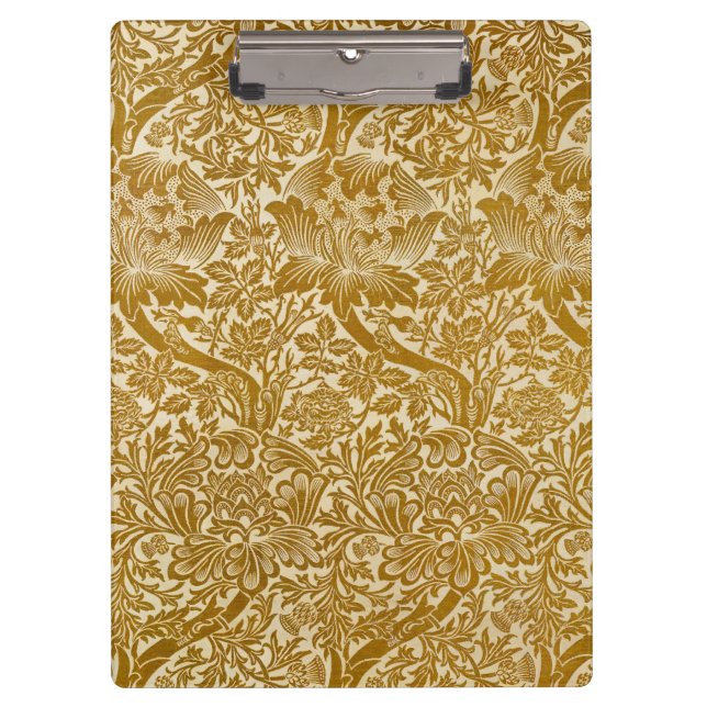 William Morris Rose & Thistle Floral Golden Klemmbrett (Vorderseite)