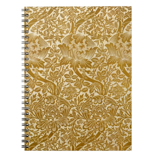 William Morris Rose & Thistle Floral Golden Notizblock (Vorderseite)