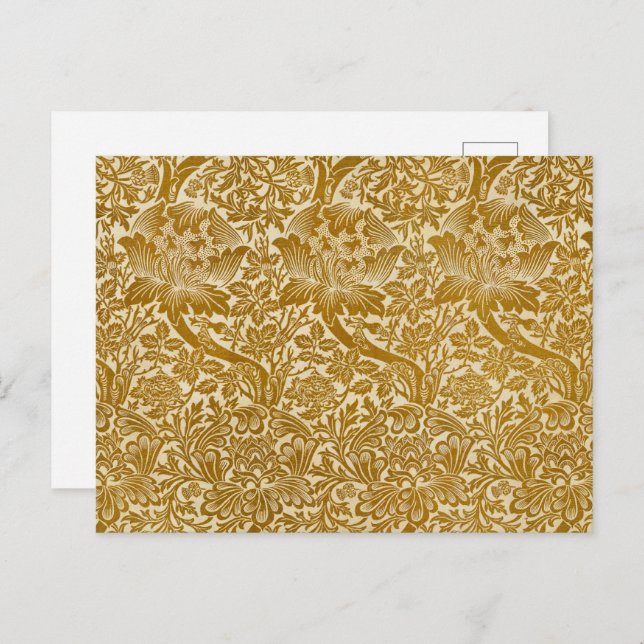 William Morris Rose & Thistle Floral Golden Postkarte (Vorne/Hinten)