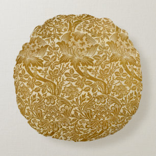 William Morris Rose & Thistle Floral Golden Rundes Kissen