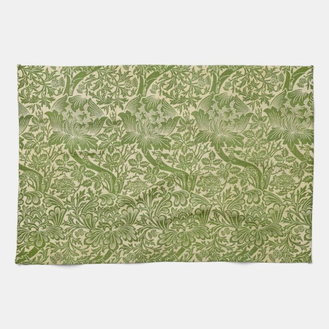 William Morris Rose & Thistle Floral Green Geschirrtuch (Horizontal)