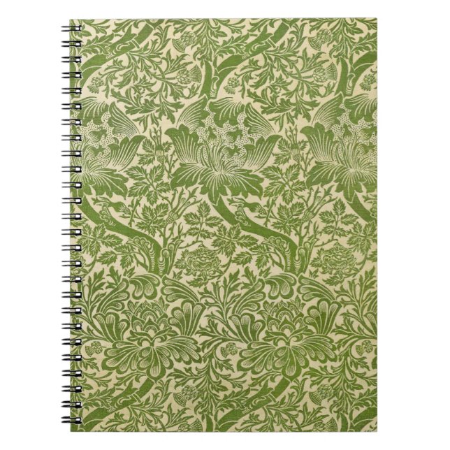 William Morris Rose & Thistle Floral Green Notizblock (Vorderseite)