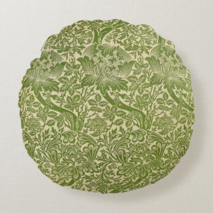 William Morris Rose & Thistle Floral Green Rundes Kissen