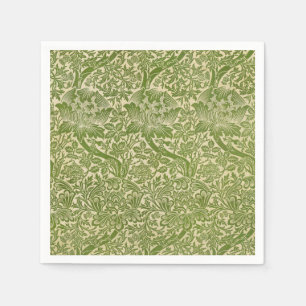 William Morris Rose & Thistle Floral Green Serviette