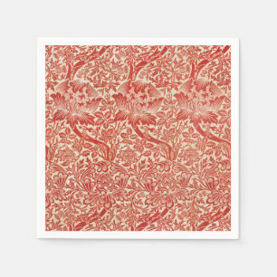William Morris Rose & Thistle Floral Red Serviette