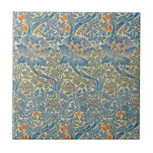 William Morris Rose & Thistle Florales Blau Fliese