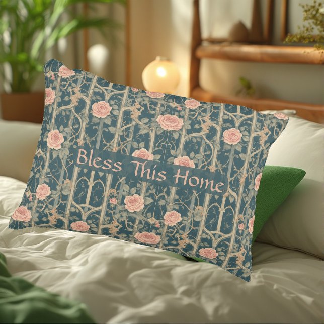 William Morris Rose Trellis Bless This Home Floral Dekokissen (William Morris Rose Trellis Bless This Home Floral Accent Pillow)