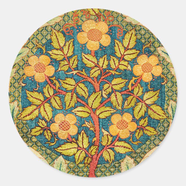 William Morris Rose Wreath: Klassische Künste und  Runder Aufkleber