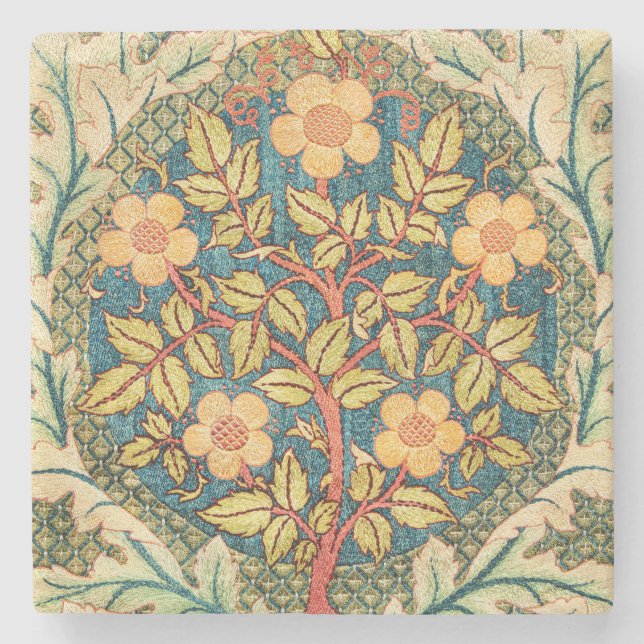 William Morris Rose Wreath  Steinuntersetzer (Vorderseite)