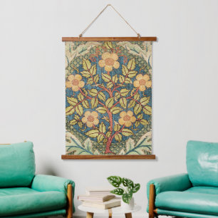 William Morris Rosenkranz Vintage-Blumenkunst Wandteppich Mit Holzrahmen