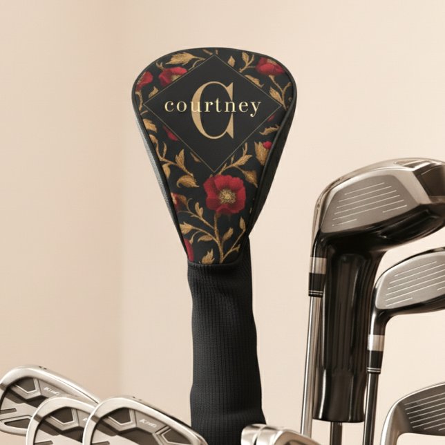 William Morris Rot Gold Mohn Monogramm Golf Headcover (Von Creator hochgeladen)