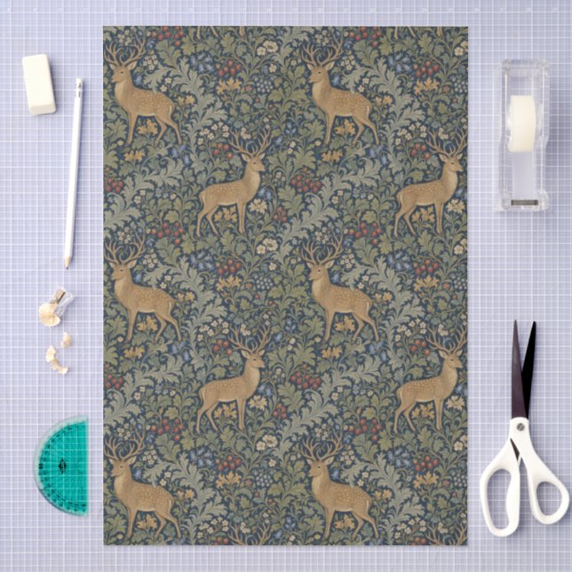 William Morris Rote Beeren & Hirsch Muster  Seidenpapier (Handwerk)