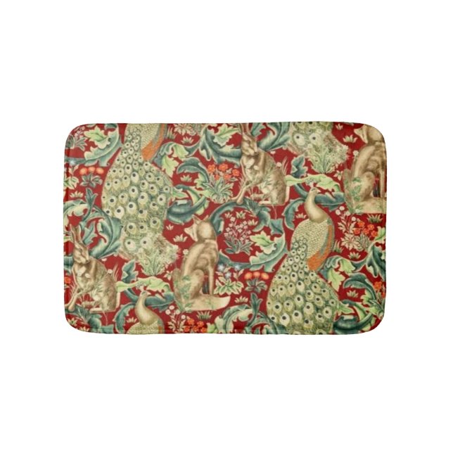 William Morris rotes Waldmuster Badematte (Vorderseite)
