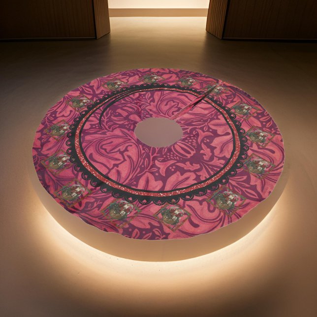 William * Morris Round Santa Claus Burgundy Polyester Weihnachtsbaumdecke (Von Creator hochgeladen)