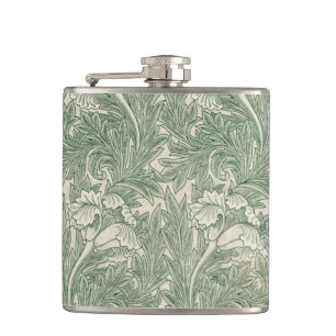 William Morris Sage Grünes Tulpenmuster: Vintage Flachmann