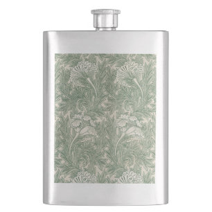 William Morris Sage Grünes Tulpenmuster: Vintage Flachmann