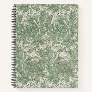 William Morris Sage Grünes Tulpenmuster: Vintage Notizbuch