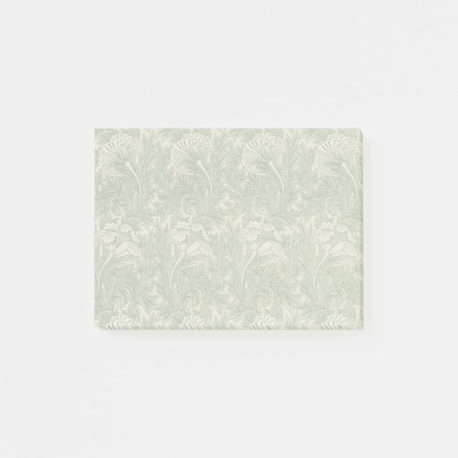 William Morris Sage Grünes Tulpenmuster: Vintage Post-it Klebezettel (Vorderseite)