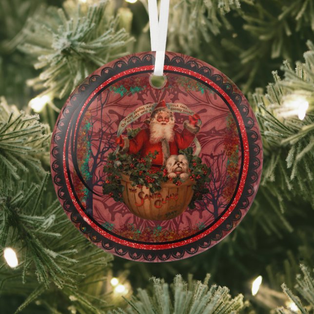 William * Morris Santa Claus Burgundy Ornament Aus Glas (InSitu)
