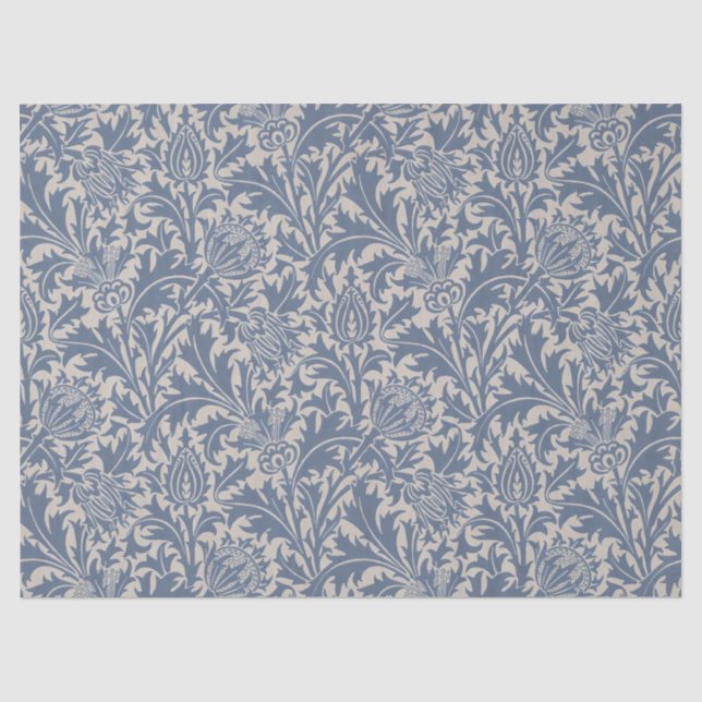 William Morris Schieferblauer Distel Tapete Seidenpapier (Vorderseite)